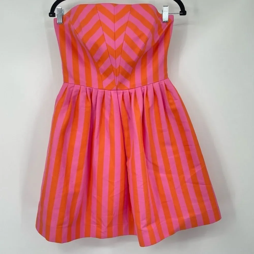 Lilly Pulitzer Pink & Orange Strapless A-Line Dress - Picture 2 of 9